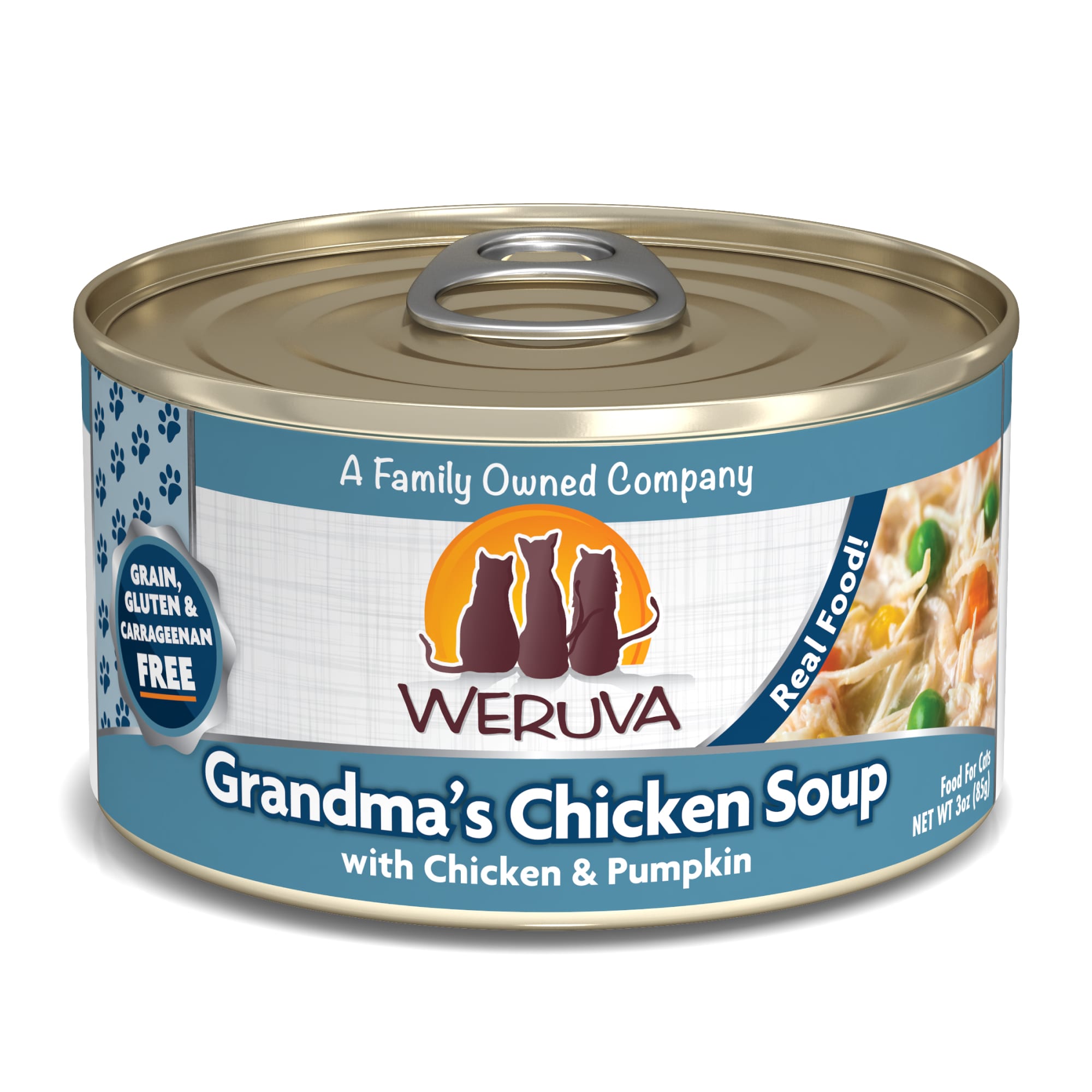 Weruva Classics Grandma's Chicken Soup with Chicken  Pumpkin in Pumpkin Soup Wet Cat Food， 3 oz.， Case of 24