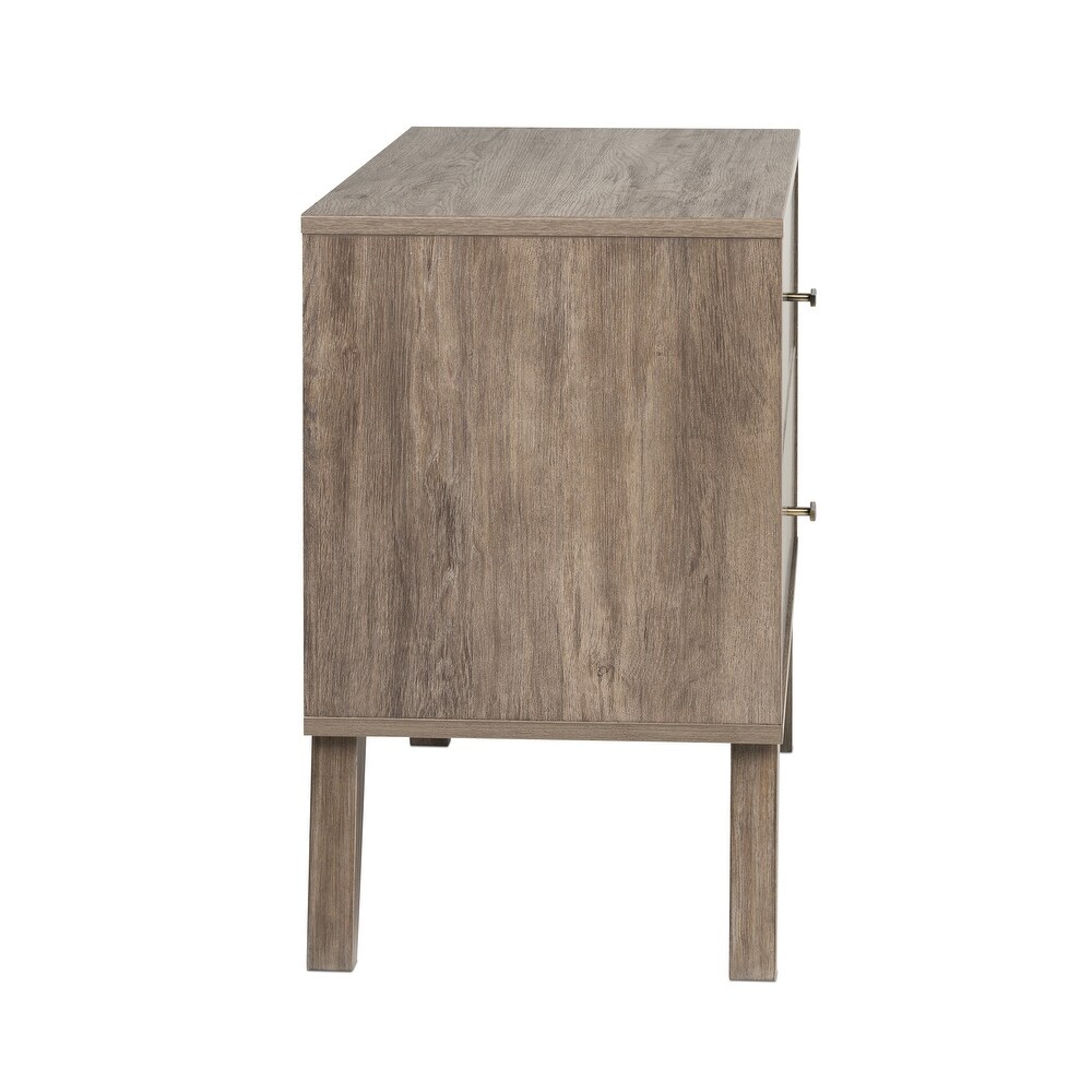 Prepac Milo Mid Century Modern 2 Drawer Nightstand  Bedside Table  Contemporary Bedroom Furniture