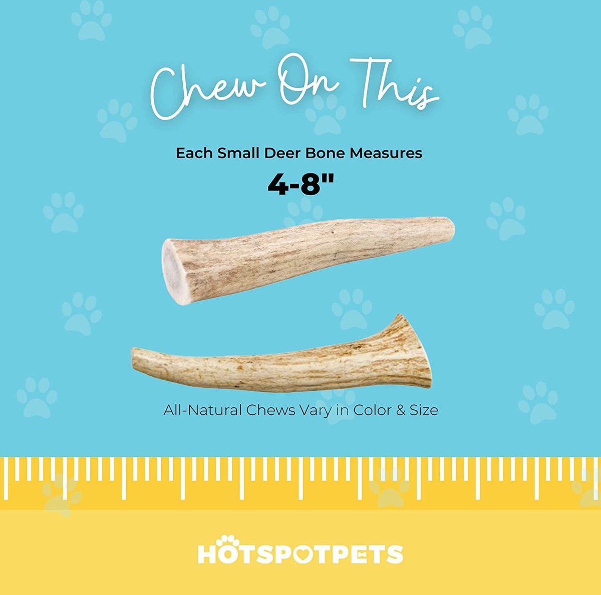 HOTSPOT PETS 5-8-inch All Natural Small Whole Deer Antler Chews Dog Treats