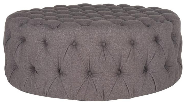 Lorna Tufted Ottoman Grey   Transitional   Footstools And Ottomans   by Peachtree Fine Furniture  Houzz