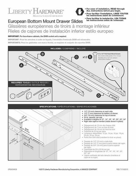 Liberty Hardware 10 PACK 14 Drawer Slide Bottom M...