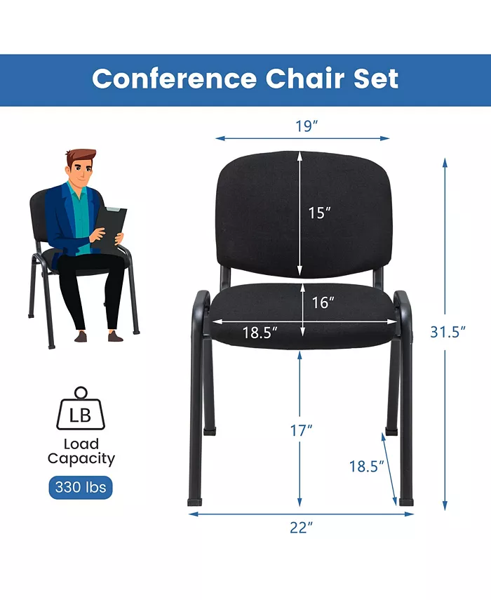 Costway Set of 5 Office Guest Chair Stackable Reception Chair Waiting Conference Room