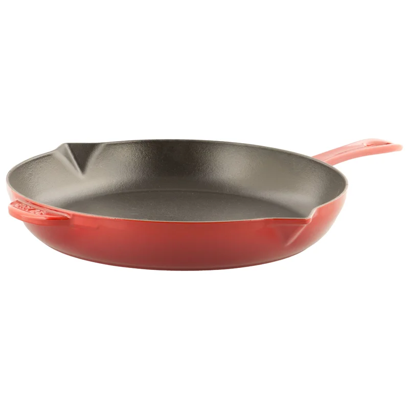 STAUB 1223006 STAUB Cast Iron Fry Pan， 12-inch， Cherry