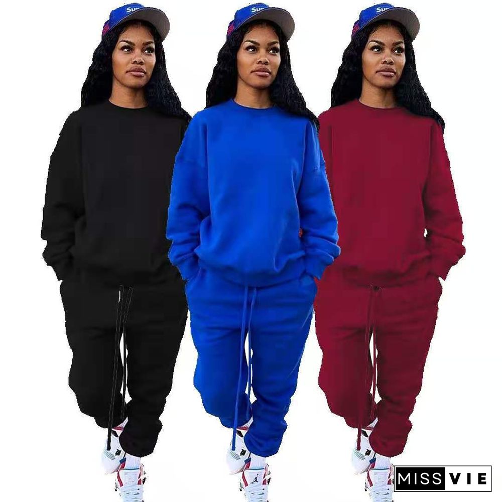 Women Pullover Long Sleeve Sweatshirt Pants 2 Piece Set