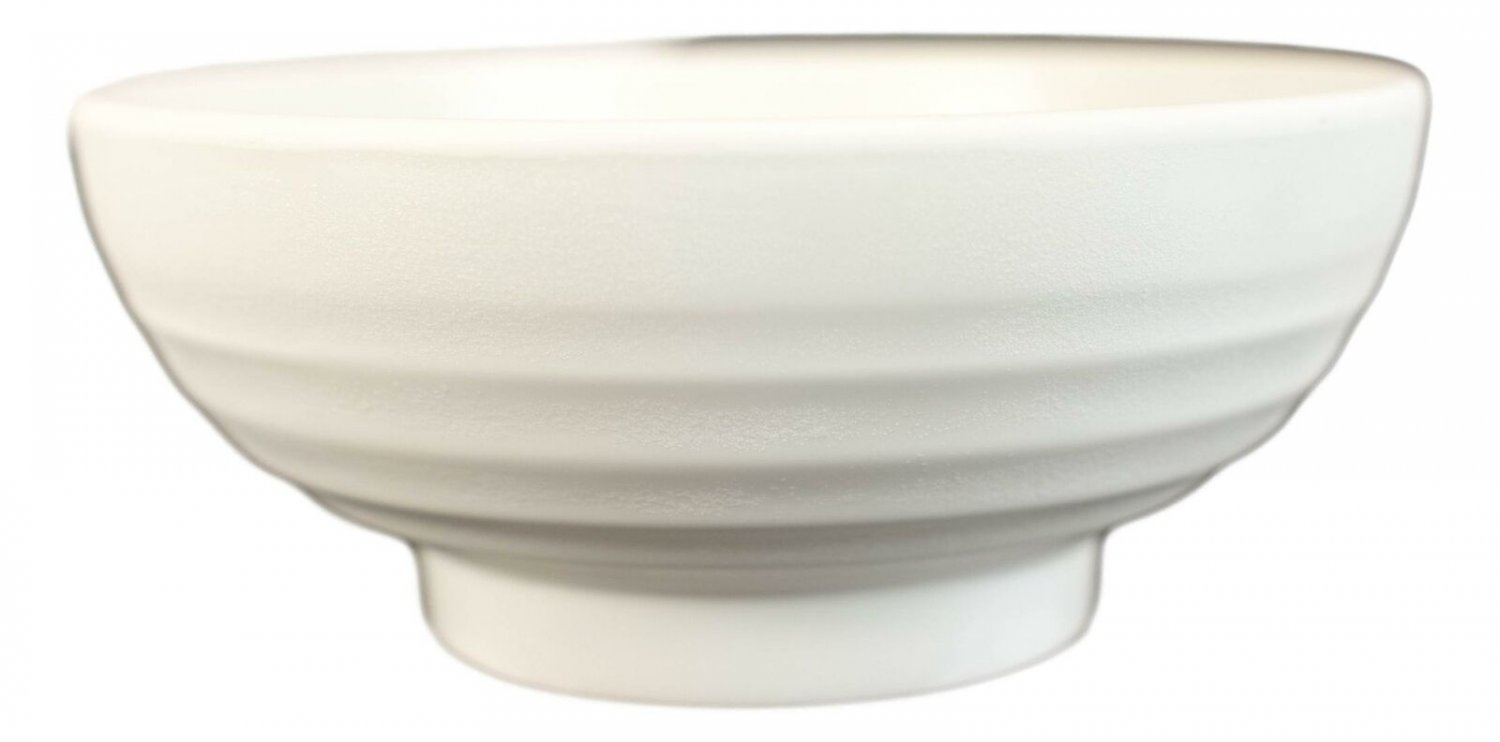 1 Pack Of 6 Contemporary Ridged 7.5D Matte White Melamine Salad Pasta Soup BowlsEBR02