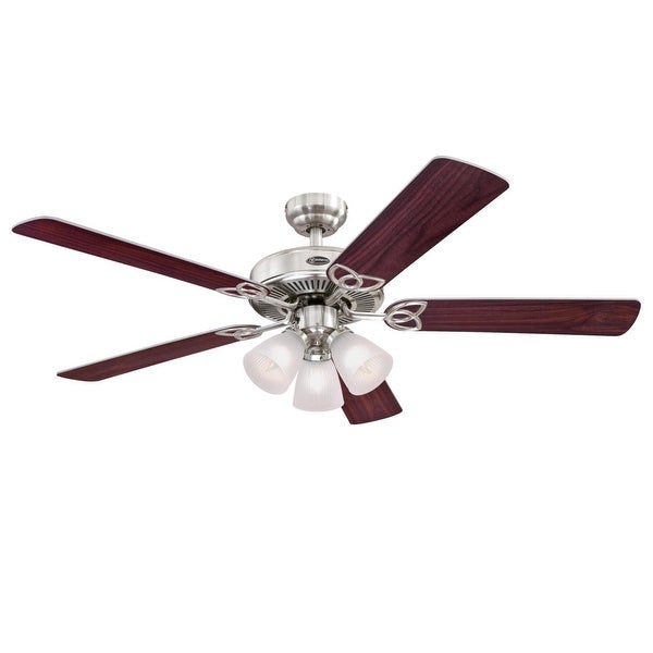 Westinghouse Lighting Vintage 52-Inch Indoor 5-Blade Ceiling Fan， Dimmable LED Light with Clear Ribbed Glass Shopping - The Best Deals on Ceiling Fans | 39655602