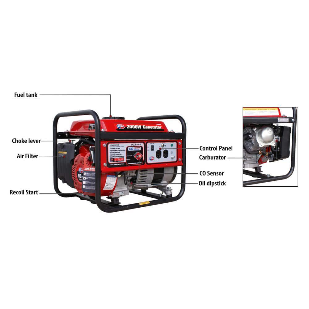 All Power 2000Watt Manual Start Gas Powered Portable Generator With Auto CO Shutoff