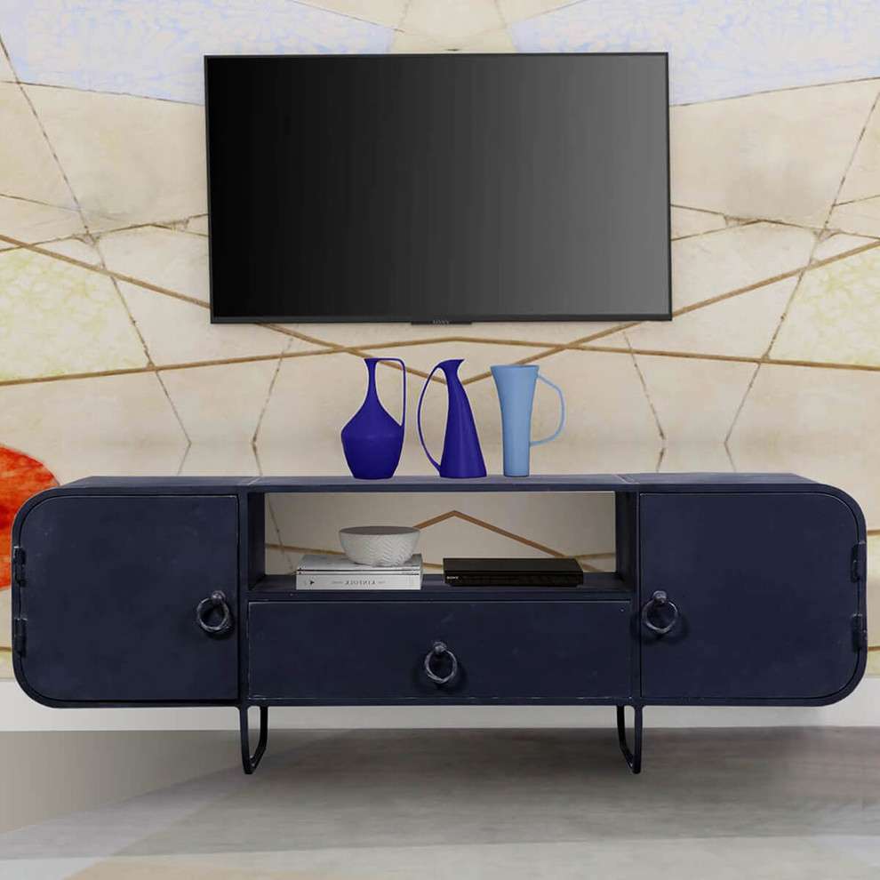 Manvel Industrial Iron TV Stand Media Console   Industrial   Entertainment Centers And Tv Stands   by Sierra Living Concepts Inc  Houzz