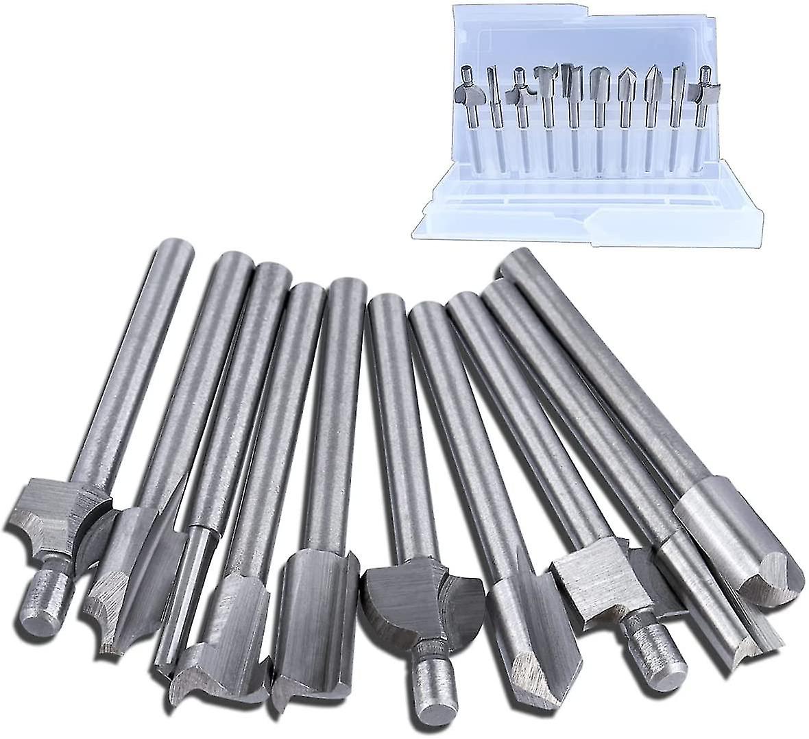 Rotary Bits， Hss Router Bits Set Wood Engraving Accessories Wood Tools Pcv Plastic Acrylic10pcs 3mm 1/8quot;