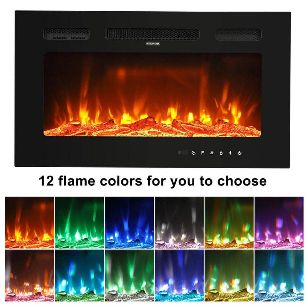 Karl home 30 in WallMount 12Color Flames Electric Fireplace with Remote Control in Black