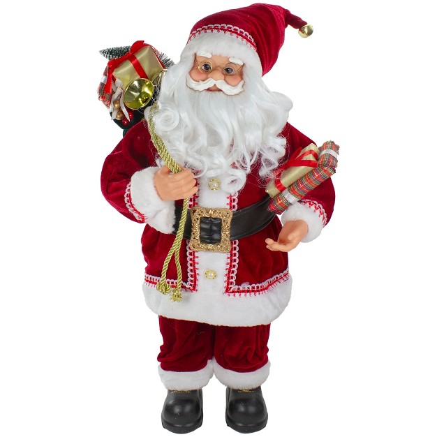 Northlight 2 x27 Standing Curly Beard Santa Christmas Figure With Presents