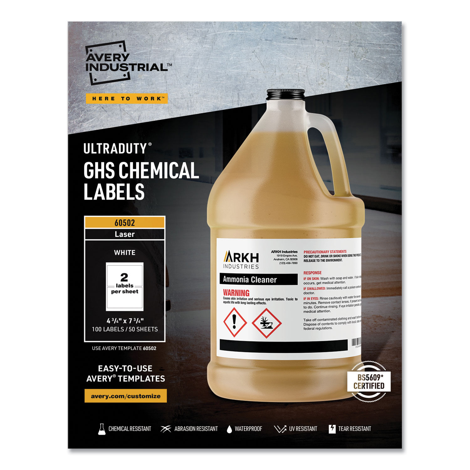 UltraDuty GHS Chemical Waterproof and UV Resistant Labels by Averyandreg; AVE60502