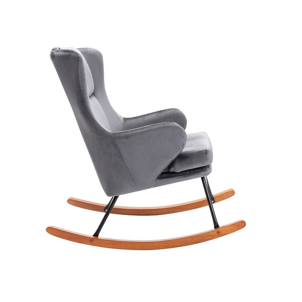 Porthos Home Dax Rocking Accent Chair， Velvet， Rubber Wood and Steel Legs