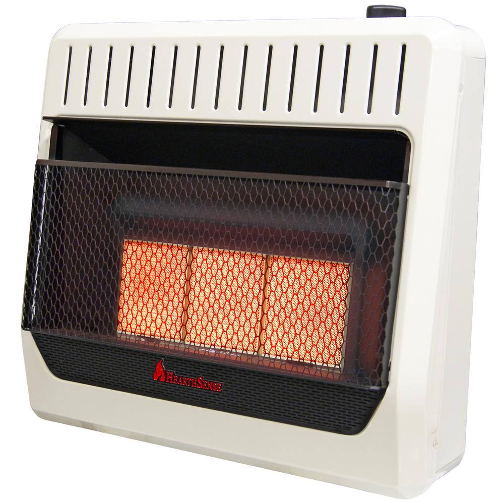 HearthSense 30000 BTU Unvented Multiple Fuel Infrared Plaque Heater With Base and Blower T-Stat Control Furnace 140326