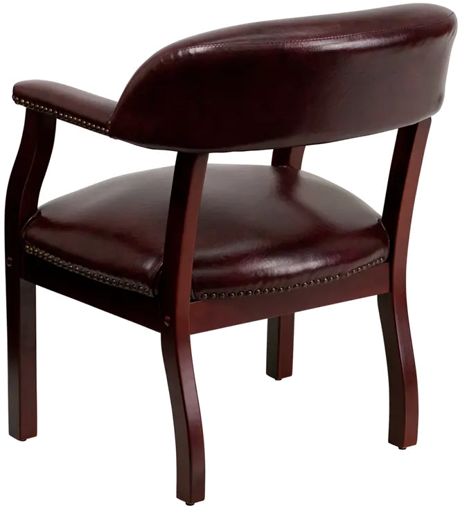 Sophisticated Burgundy Vinyl Accent Chair