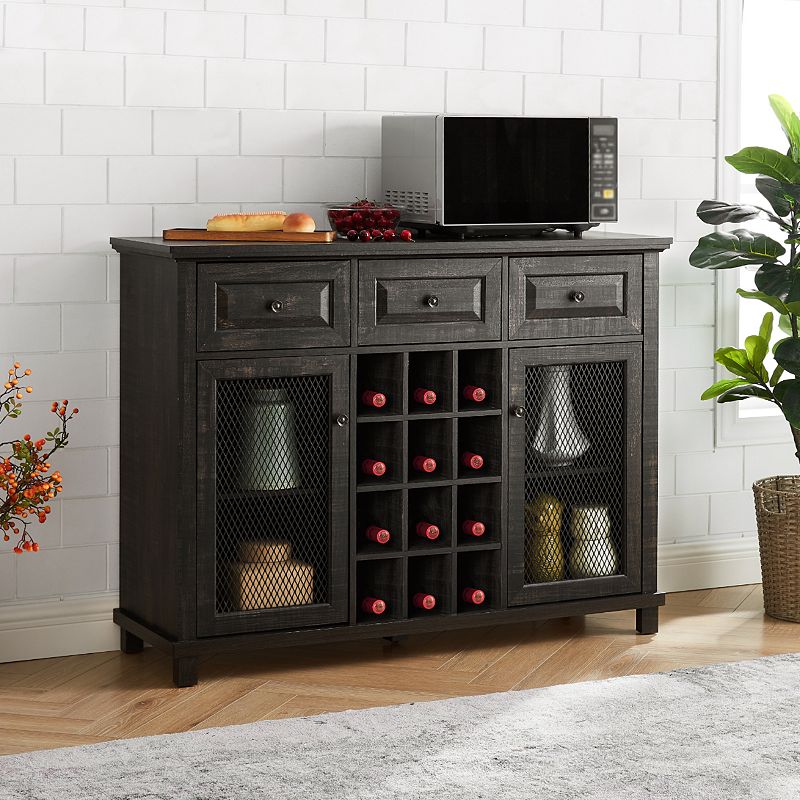 Farmhouse Sideboard Wine Rack Buffet Table