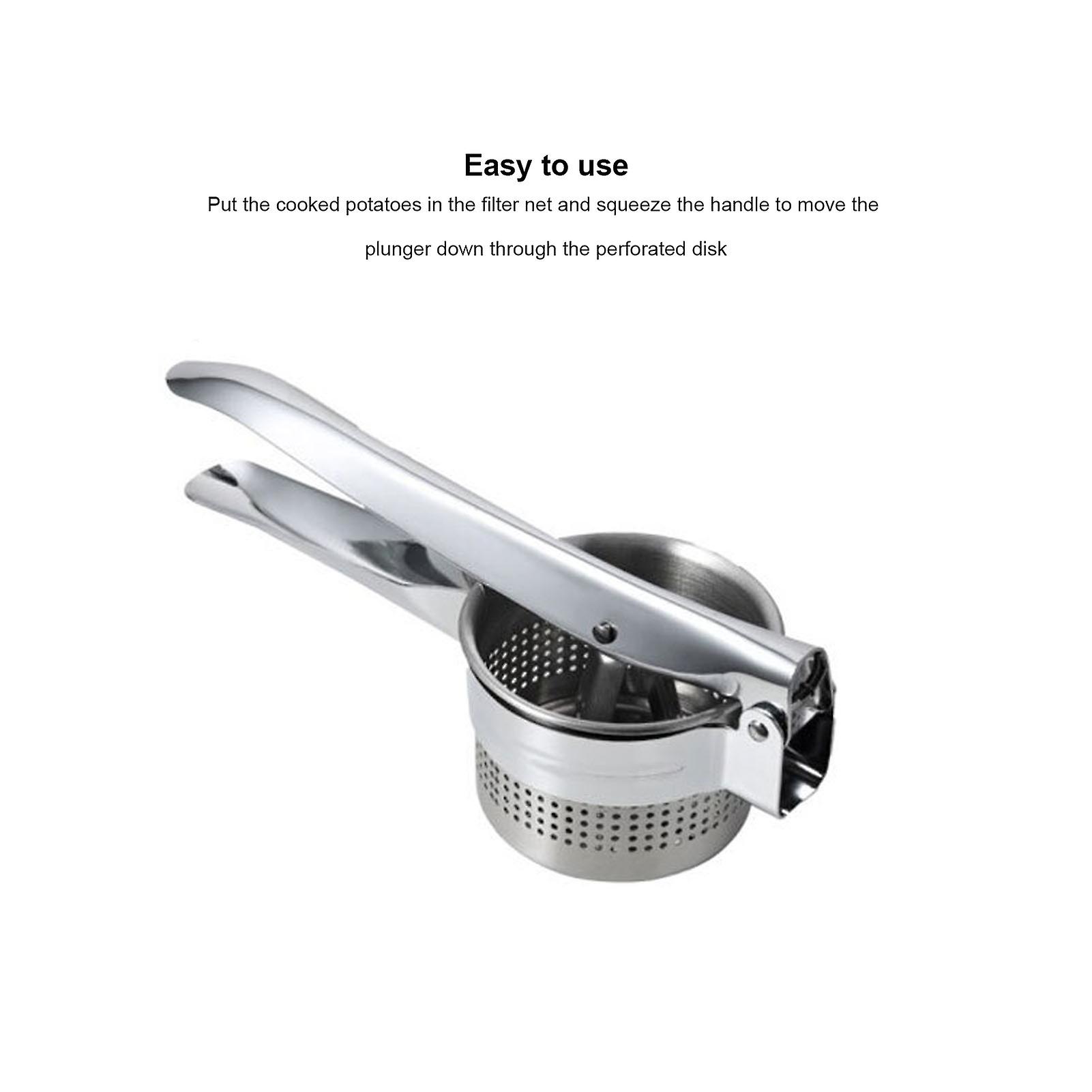 Stainless Steel Potato Masher， Easy To Use Manual Potato Ricer Press Portable Fruit Vegetable Crusher Kitchen Tool With Filter Net For Cooking， Picnic