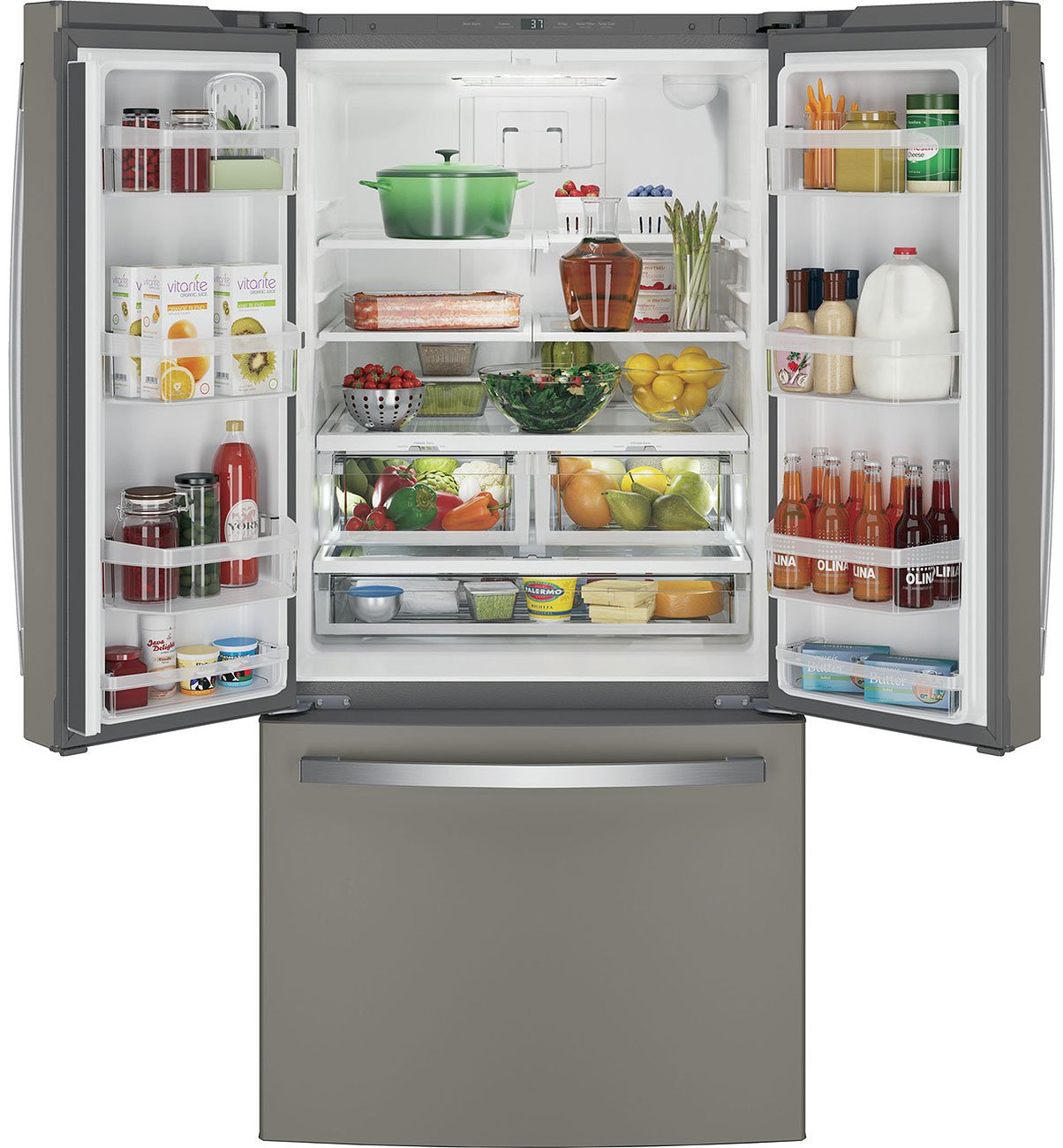 GE ENERGY STAR 18.6 Cu. Ft. Slate Counter-Depth French-Door Refrigerator