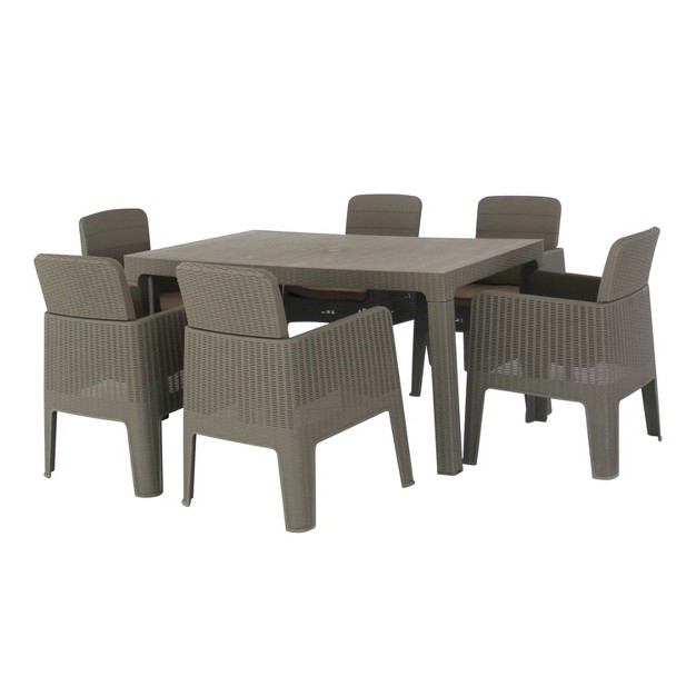 Lucca 7pc Dining Set With Cushions Gray beige Dukap