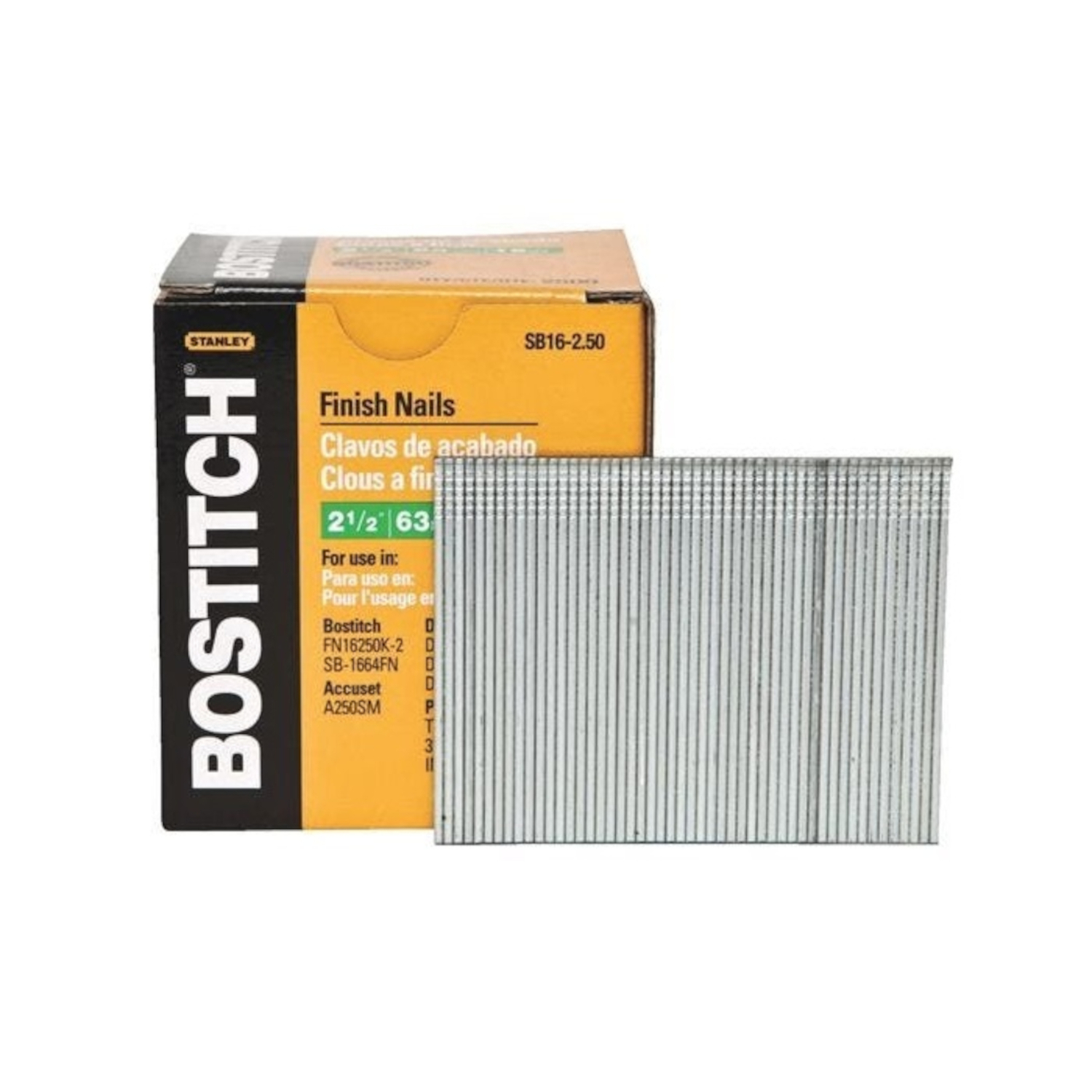 Bostitch 2-1/2 in. 16 Ga. Straight Strip Coated Finish Nails 2500 pk