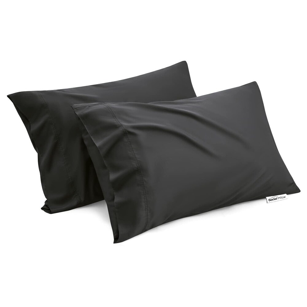 Bedsure Pillow Cases Queen Size Set of 2  Rayon Derived from Bamboo Cooling Pillowcase  Black