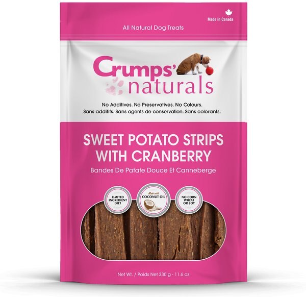 Crumps' Naturals Sweet Potato Strips and Cranberry Grain-Free Dog Treats， 11.6-oz bag