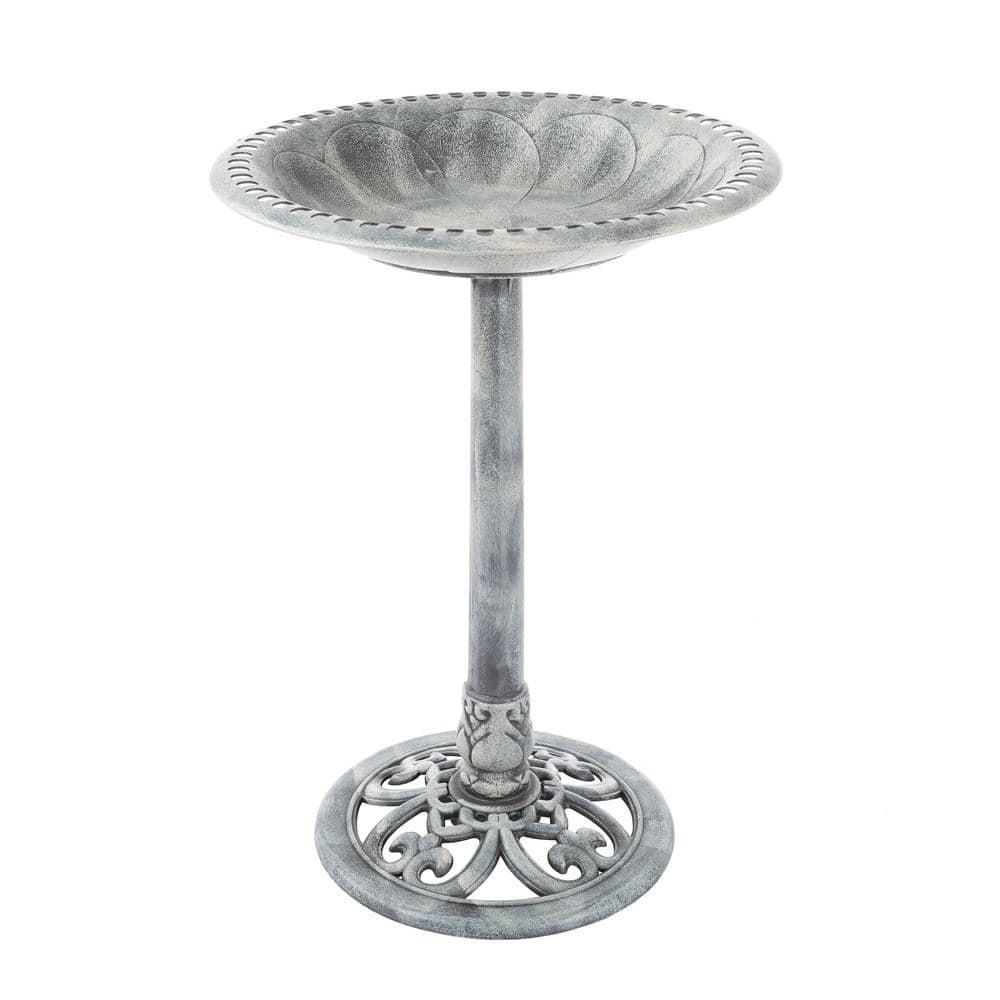 Pure Garden Weather Resistant Antique Bird Bath in Gray HW1500107