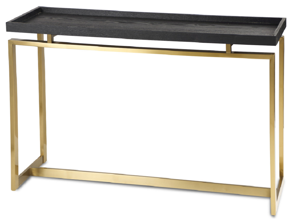 Tray Top Brass Console Table  Liang  ampEimil Malcom   Contemporary   Console Tables   by Oroa   Distinctive Furniture  Houzz