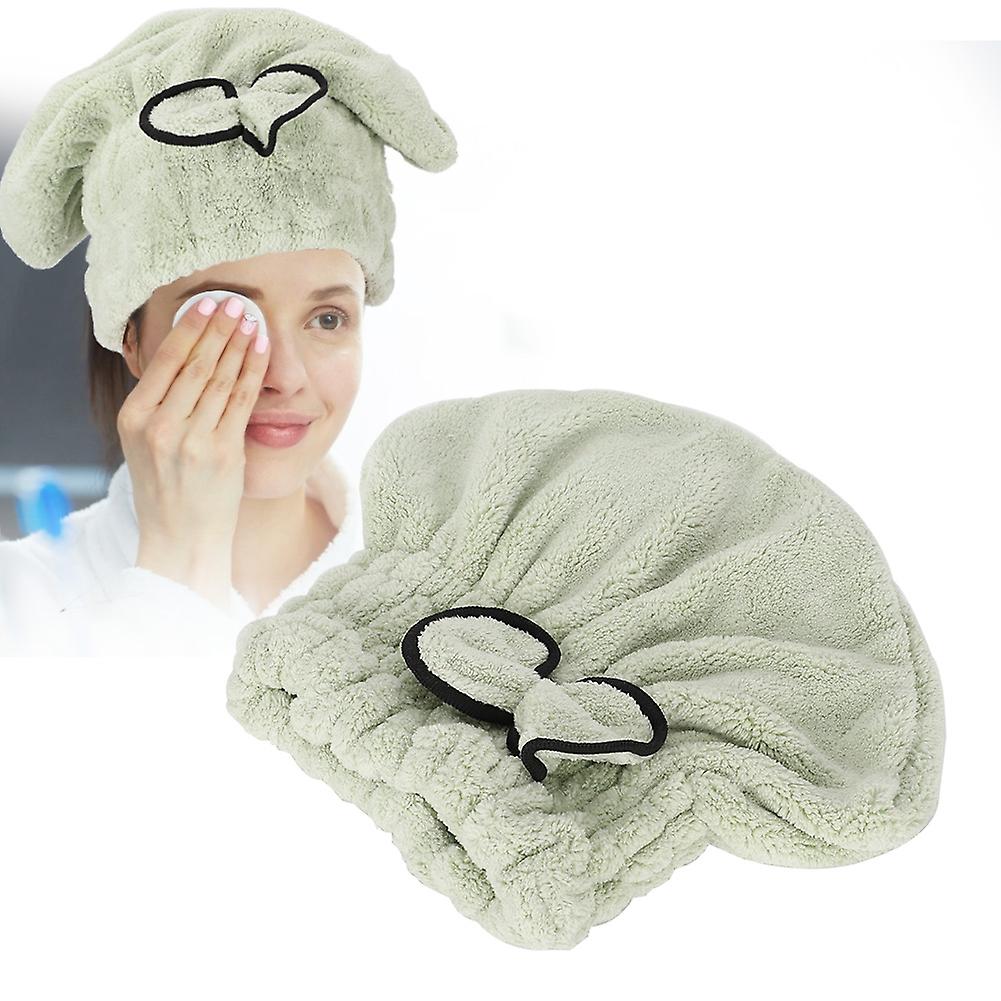 Shower Hat Bow Decoration Bathroom Hats Quick Drying Women Girls Lady Bathing Hair Hatgreen