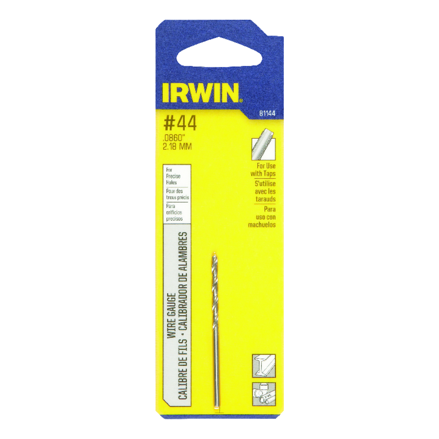 Irwin #44 X 2-1/8 in. L High Speed Steel Jobber Length Wire Gauge Bit 1 pk