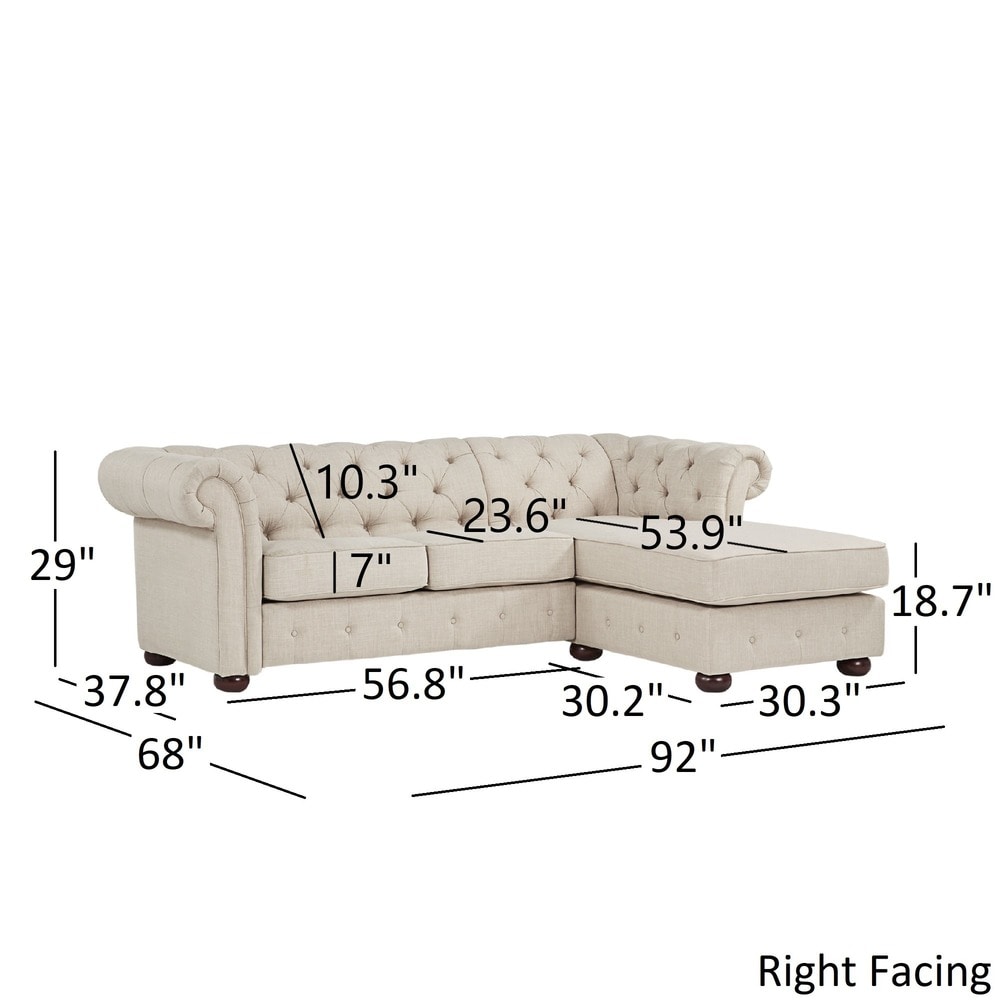 Knightsbridge Tufted Scroll Arm Chesterfield 3 Seat Sofa and Chaise by iNSPIRE Q Artisan