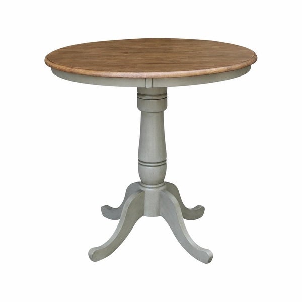 36 in. Round Top 35.1 in. H Pedestal Counter Height Dining Table - White/Heather Gray - distressedhickory/stone?