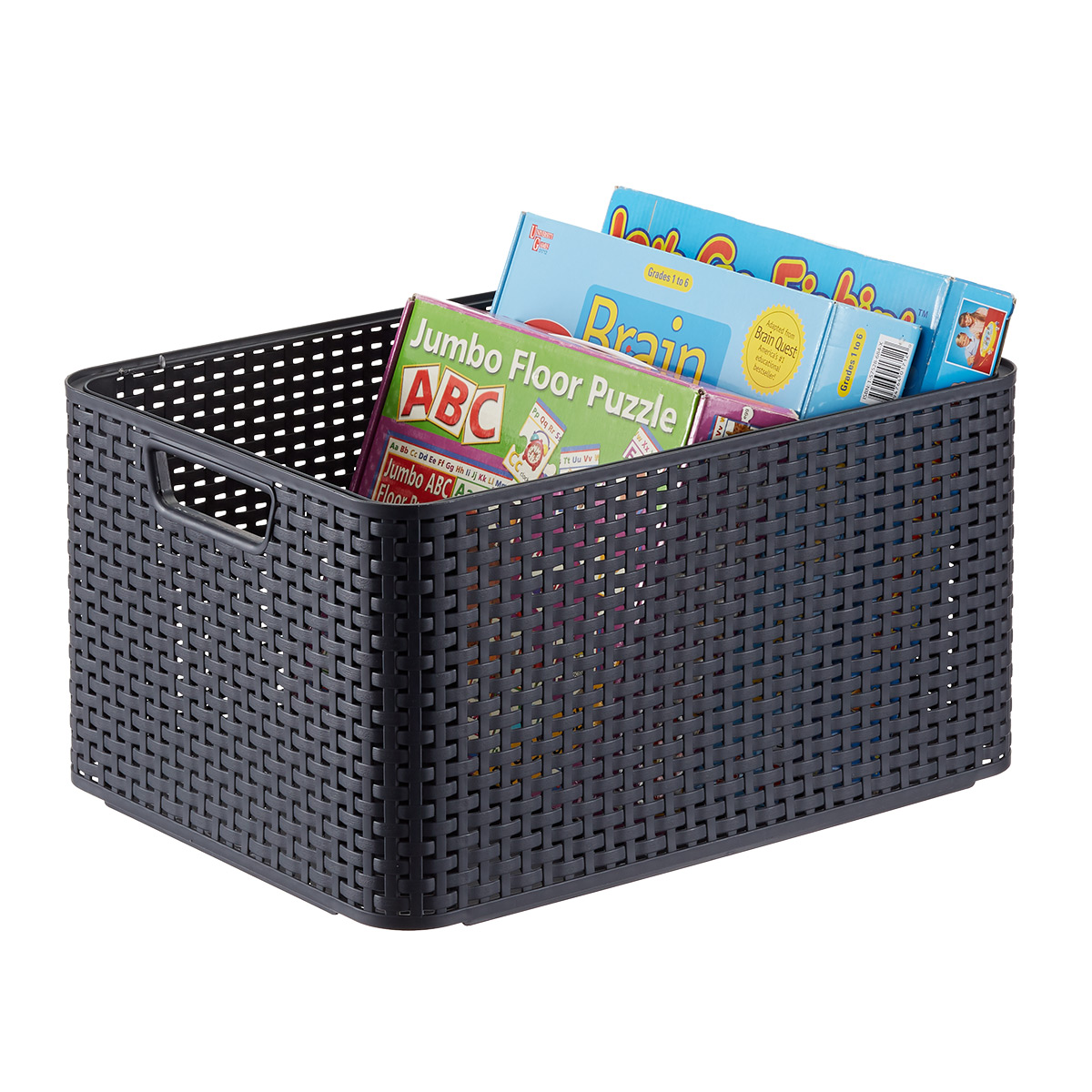 Curver White Basketweave Storage Bin with Handles