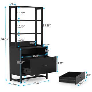 TRIBESIGNS WAY TO ORIGIN Cindy Black Vertical File Cabinet with Shelves Stander Drawer and File Drawer HD-SF0575B