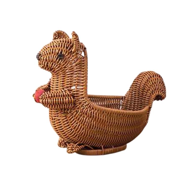 Handmade Basket Cute Animals Shaped Baskets Food Bread Camping Picnic Basket Fruit Storage Basket - Squirrel