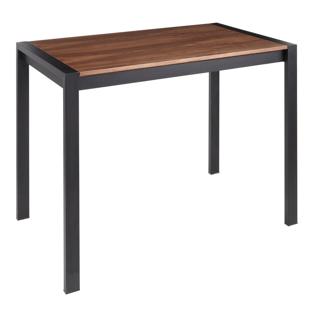 Copper Grove Yadriel Black Counter Height Table with Walnut Wood Top   Walnut Wood