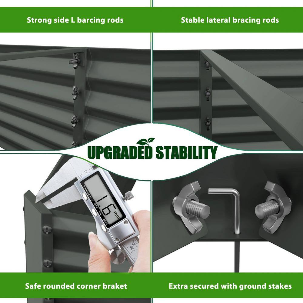 Cesicia 8 ft. x 4 ft. x 1.5 ft. Gray Metal Rectangle Above Ground Modular Planter Boxes jinxPBOXES7