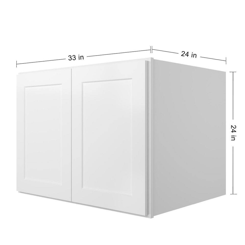 HOMEIBRO 33-in. W x 24-in. D x24-in. H in Shaker White Plywood Ready to Assemble Wall Bridge Kitchen Cabinet with 2 Doors SW-W332424-A