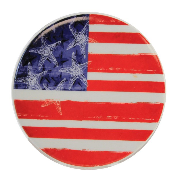 Tabletop Patriotic Coasters Set Of Coasters 4 0 Inches American Flag Starfish 20882 Ceramic Multicolored