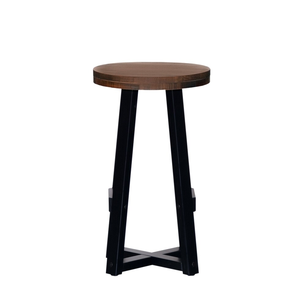 Middlebrook Round 24 inch Distressed Solid Wood Counter Stool