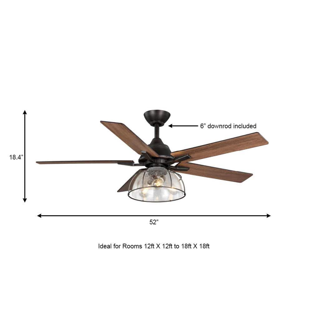 Home Decorators Collection Casun 52 in LED Indoor Aged Iron Ceiling Fan with Remote Control and Light Kit