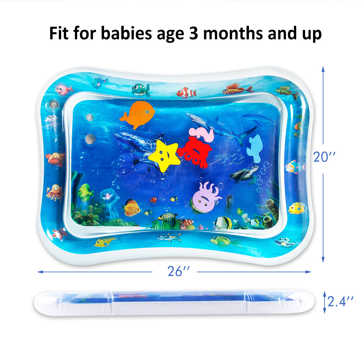 Inflatable Tummy Time Water Play Mat - Baby Water Mat for Infants and Toddlers - Leakproof Premium Water Play Mat - Baby Toys Water Mat Activity Center for Baby Stimulation