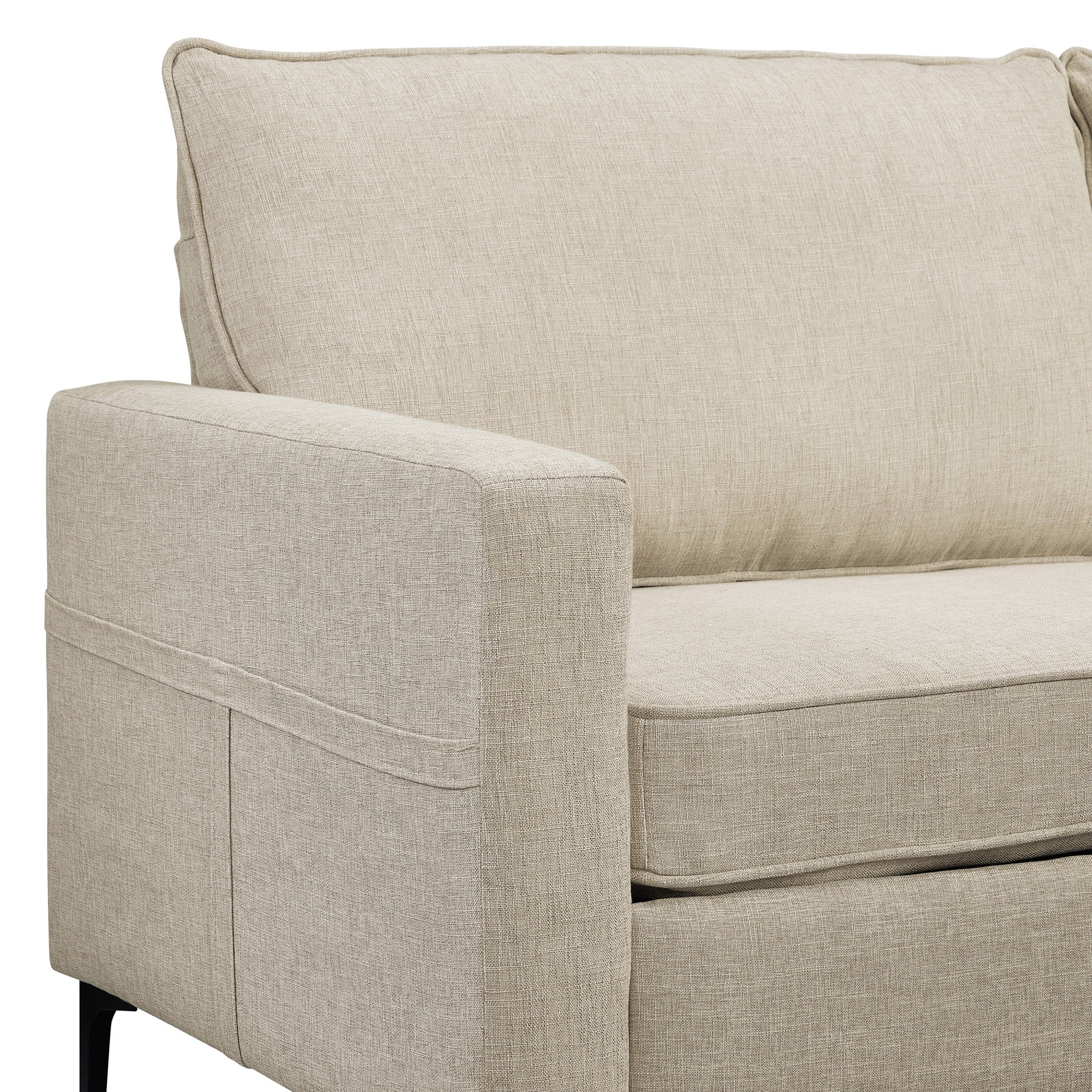 Larissa Sofa, USB Ports and Storage Pockets, Beige, Hillsdale Living Essentials