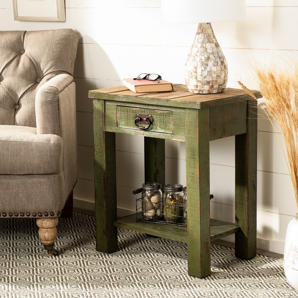 SAFAVIEH Alfred Antique Green Accent Table   21\