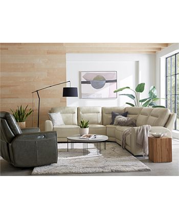 Macy's CLOSEOUT! Blairemoore 3-Pc. Leather Sofa with Power Chaise and 2 Power Recliners