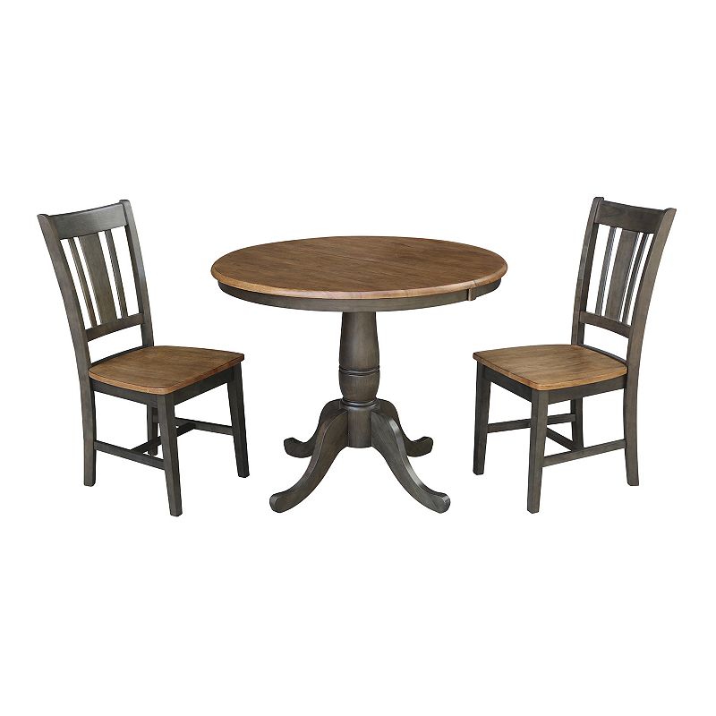 International Concepts Round Extension Dining Table and Chair 3-piece Set