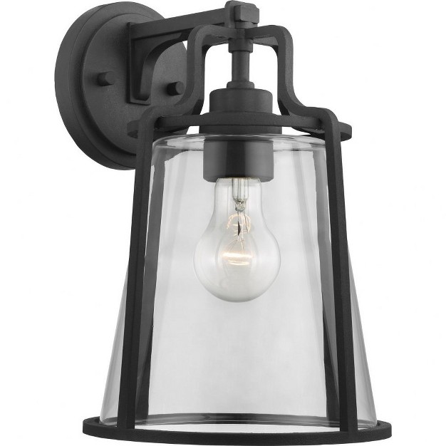 Progress Lighting Benton Harbor 1 light Wall Lantern In Black With Clear Glass Shade