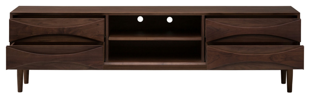 Adele Walnut Wood Media Unit Cabinet   Midcentury   Entertainment Centers And Tv Stands   by HedgeApple  Houzz