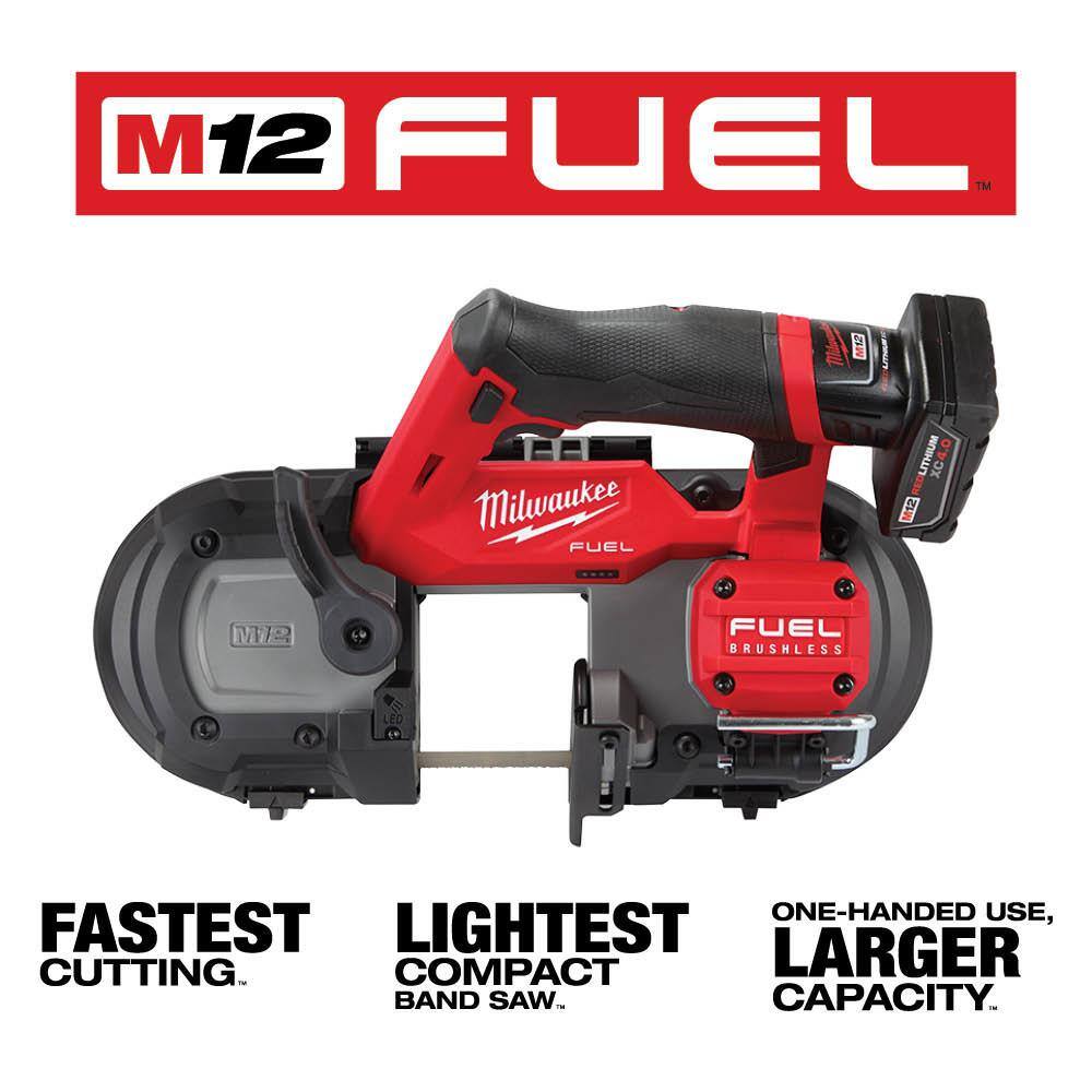 MW M12 FUEL 12V Lithium-Ion Cordless Compact Band Saw XC Kit with One 4.0 Ah Battery Charger and Bag 2529-21XC