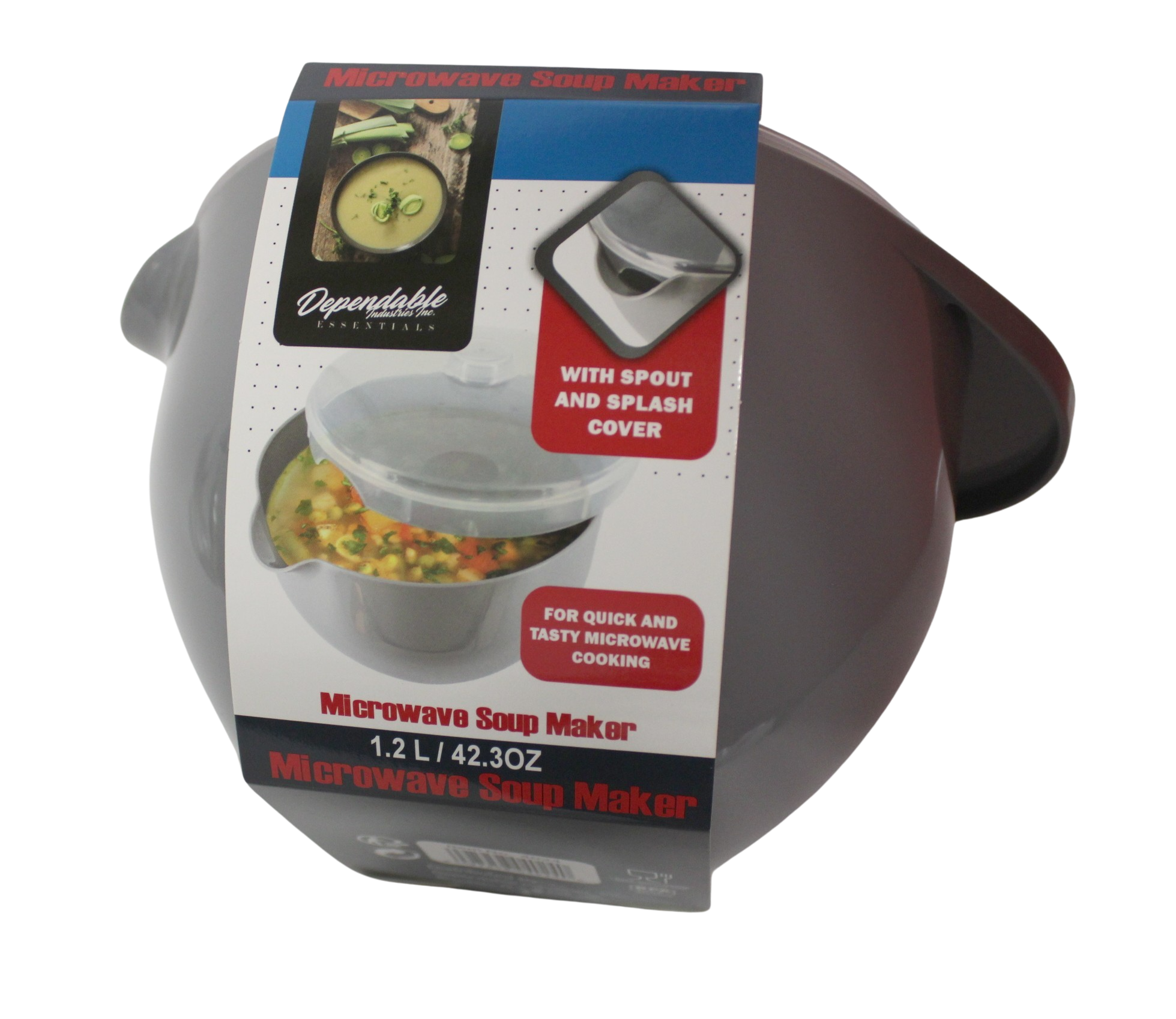 Microwave Soup and Stew Maker Microwave Bowl with Spout and Splash Cover 1.2 Liter